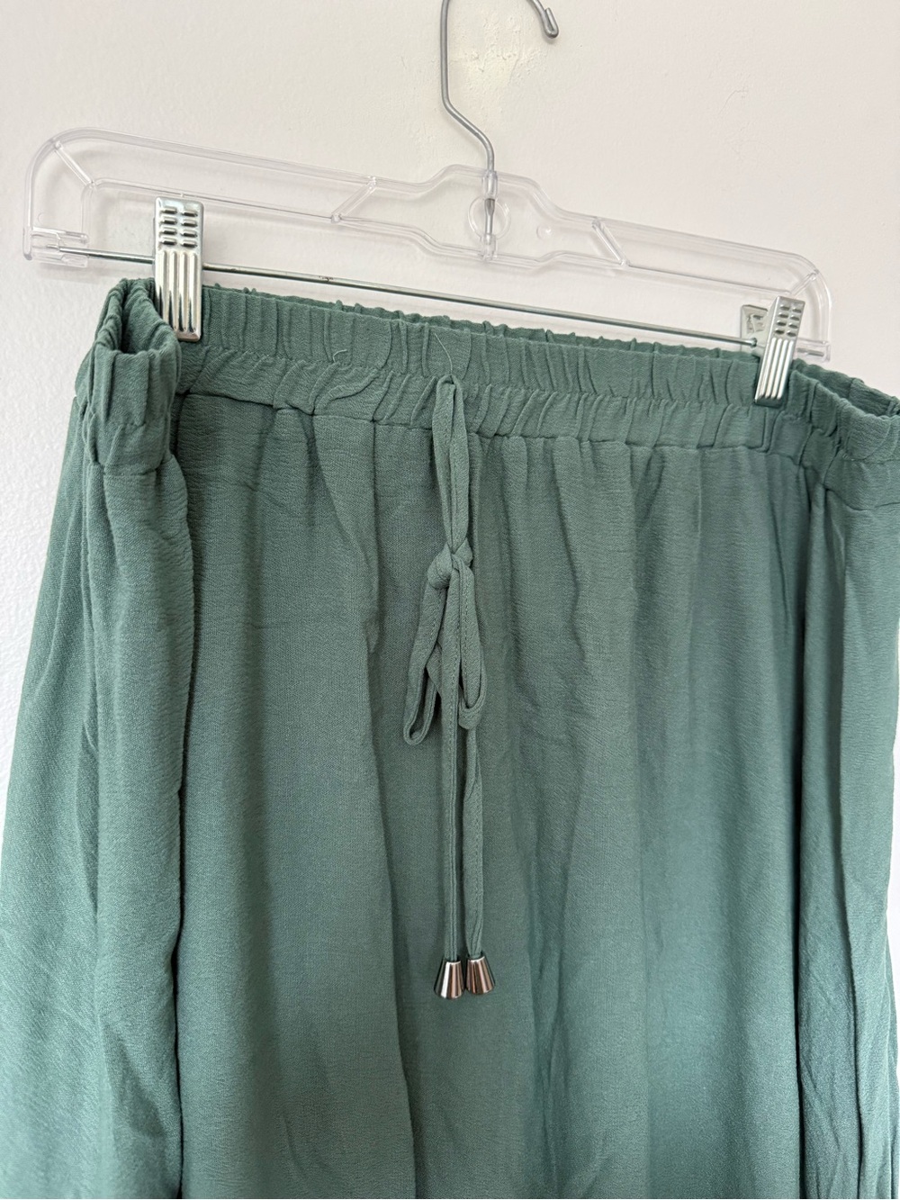 Women’s Sage Green Drawstring Elastic Waist Maxi Skirt - Picture 2 of 6
